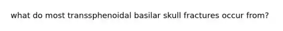 what do most transsphenoidal basilar skull fractures occur from?