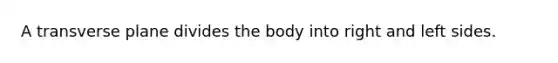 A transverse plane divides the body into right and left sides.