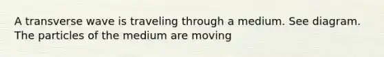 A transverse wave is traveling through a medium. See diagram. The particles of the medium are moving