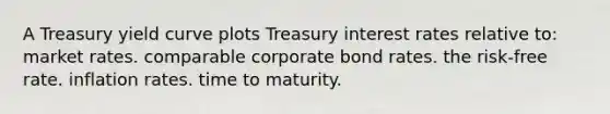 A Treasury yield curve plots Treasury interest rates relative to: market rates. comparable corporate bond rates. the risk-free rate. inflation rates. time to maturity.