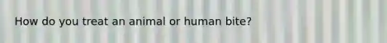 How do you treat an animal or human bite?