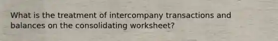 What is the treatment of intercompany transactions and balances on the consolidating worksheet?