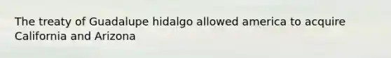 The treaty of Guadalupe hidalgo allowed america to acquire California and Arizona