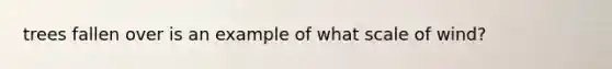 trees fallen over is an example of what scale of wind?