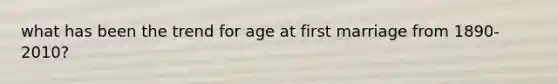 what has been the trend for age at first marriage from 1890-2010?