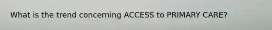 What is the trend concerning ACCESS to PRIMARY CARE?