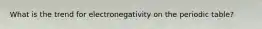 What is the trend for electronegativity on the periodic table?