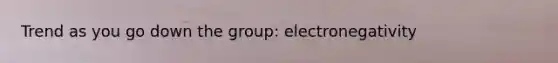 Trend as you go down the group: electronegativity