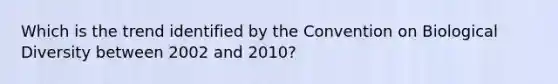 Which is the trend identified by the Convention on Biological Diversity between 2002 and 2010?