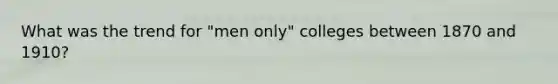 What was the trend for "men only" colleges between 1870 and 1910?