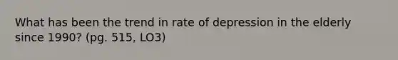 What has been the trend in rate of depression in the elderly since 1990? (pg. 515, LO3)