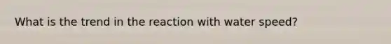 What is the trend in the reaction with water speed?