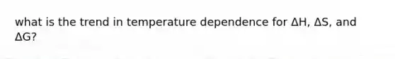 what is the trend in temperature dependence for ΔH, ΔS, and ΔG?