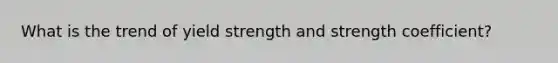 What is the trend of yield strength and strength coefficient?