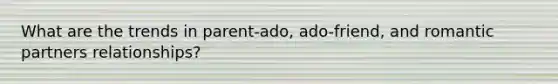 What are the trends in parent-ado, ado-friend, and romantic partners relationships?