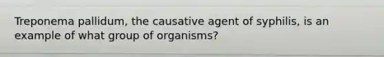 Treponema pallidum, the causative agent of syphilis, is an example of what group of organisms?