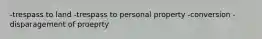 -trespass to land -trespass to personal property -conversion -disparagement of proeprty