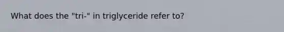 What does the "tri-" in triglyceride refer to?