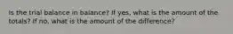 Is the trial balance in balance? If yes, what is the amount of the totals? If no, what is the amount of the difference?