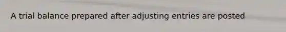 A trial balance prepared after adjusting entries are posted