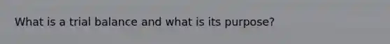 What is a trial balance and what is its purpose?