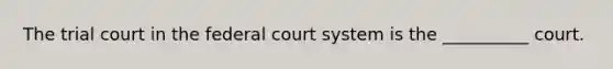 The trial court in the federal court system is the __________ court.