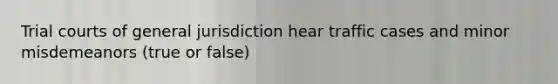 Trial courts of general jurisdiction hear traffic cases and minor misdemeanors (true or false)