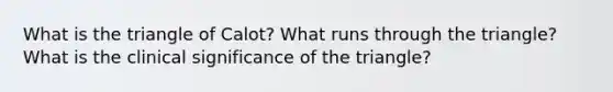 What is the triangle of Calot? What runs through the triangle? What is the clinical significance of the triangle?