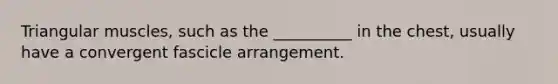 Triangular muscles, such as the __________ in the chest, usually have a convergent fascicle arrangement.