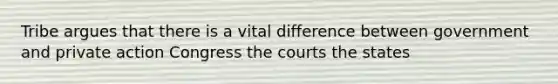 Tribe argues that there is a vital difference between government and private action Congress the courts the states