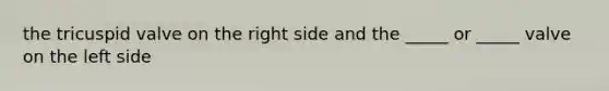 the tricuspid valve on the right side and the _____ or _____ valve on the left side