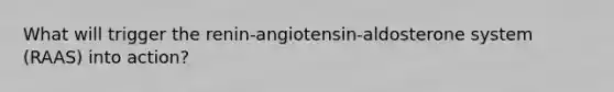 What will trigger the renin-angiotensin-aldosterone system (RAAS) into action?