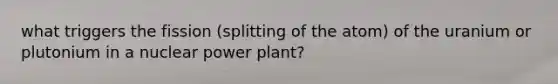 what triggers the fission (splitting of the atom) of the uranium or plutonium in a nuclear power plant?