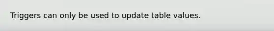Triggers can only be used to update table values.