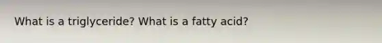 What is a triglyceride? What is a fatty acid?