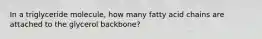 In a triglyceride molecule, how many fatty acid chains are attached to the glycerol backbone?