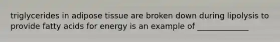 triglycerides in adipose tissue are broken down during lipolysis to provide fatty acids for energy is an example of _____________