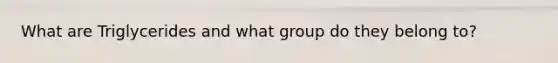 What are Triglycerides and what group do they belong to?