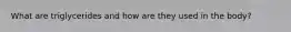 What are triglycerides and how are they used in the body?