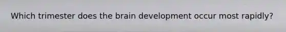 Which trimester does the brain development occur most rapidly?