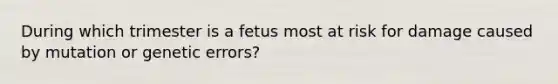 During which trimester is a fetus most at risk for damage caused by mutation or genetic errors?