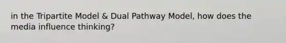 in the Tripartite Model & Dual Pathway Model, how does the media influence thinking?