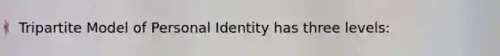 Tripartite Model of Personal Identity has three levels: