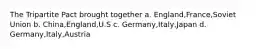 The Tripartite Pact brought together a. England,France,Soviet Union b. China,England,U.S c. Germany,Italy,Japan d. Germany,Italy,Austria