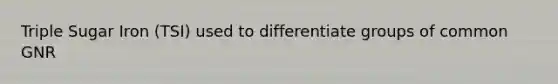 Triple Sugar Iron (TSI) used to differentiate groups of common GNR