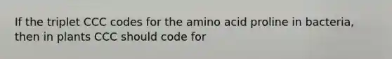 If the triplet CCC codes for the amino acid proline in bacteria, then in plants CCC should code for