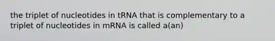 the triplet of nucleotides in tRNA that is complementary to a triplet of nucleotides in mRNA is called a(an)