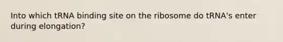 Into which tRNA binding site on the ribosome do tRNA's enter during elongation?