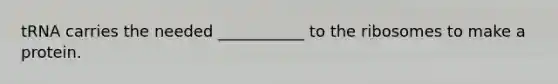 tRNA carries the needed ___________ to the ribosomes to make a protein.
