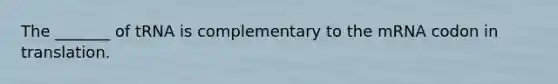 The _______ of tRNA is complementary to the mRNA codon in translation.